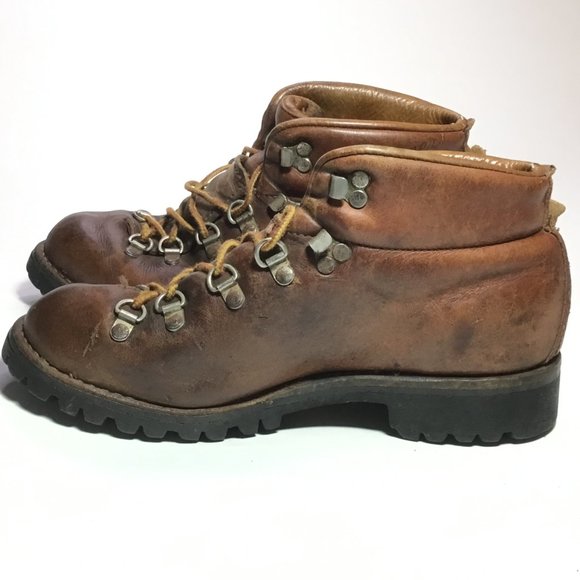 Original Vintage Danner Hiking Mountain Heavy Leather Boots Brown Size 7D GUC main image 7